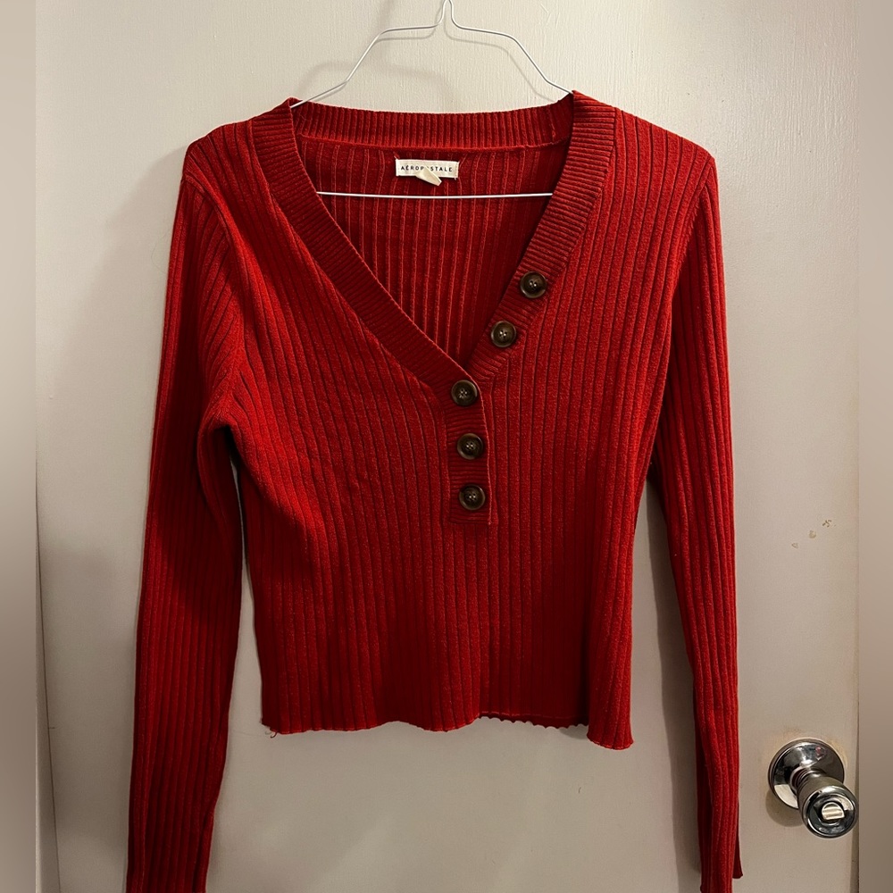 XL orange/red Aeropostale v neck sweater